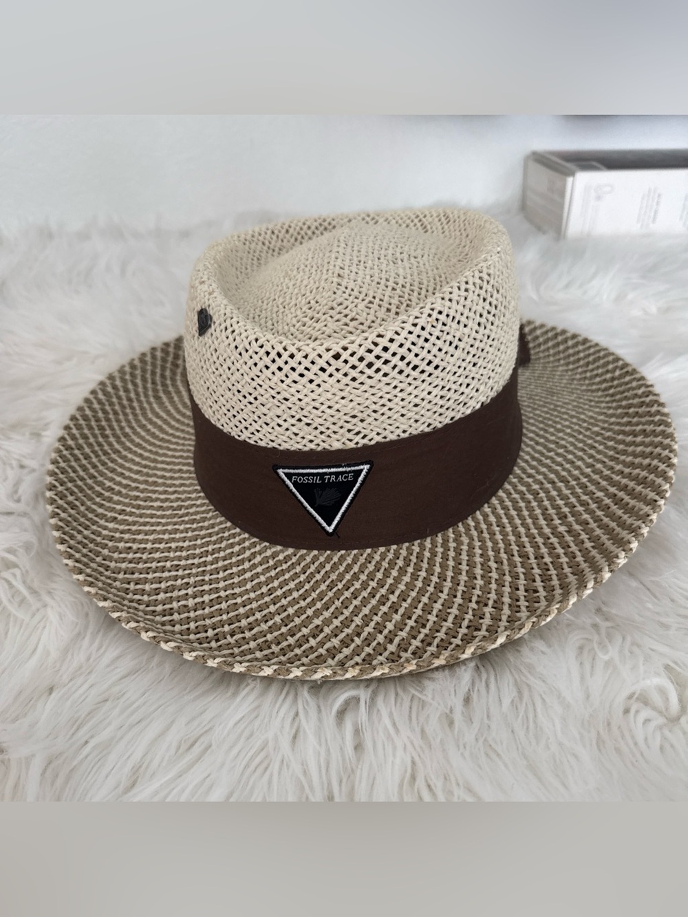Kate Lord Trace Women's Cream & Brown Straw Fedora Hat with Wide Band